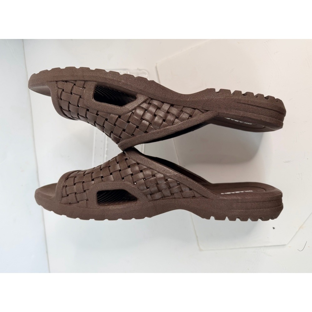 Okabashi Sandals Mens Sz L Brown‎ Slide Woven Rubber Torino